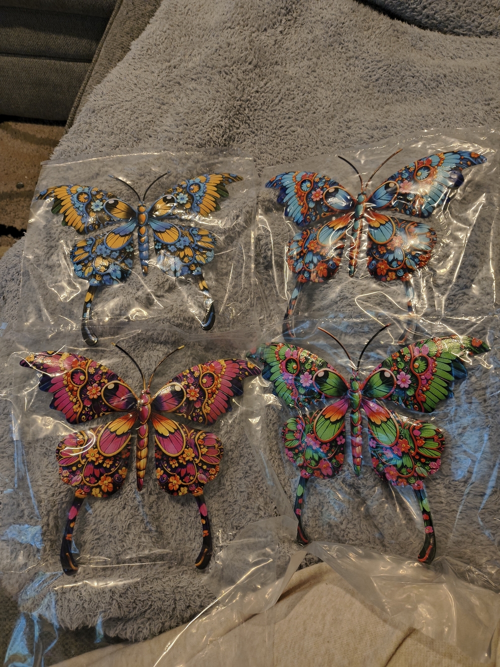 Colorful Floral Metal Butterfly Wall Accent - Multi-Color